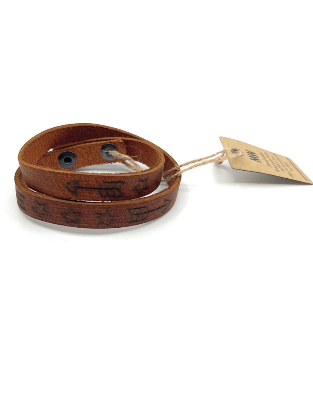 Arrow Adventure Tavel Direction Double Wrap Leather Tooled Western Bracelet NEW